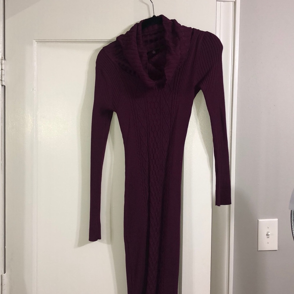 Dark purple midi sweater dress